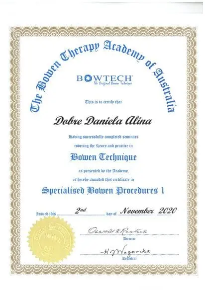 Diploma Daniela Dobre Bowen Brașov
